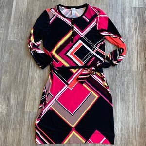 Cache multi color tie waist dress